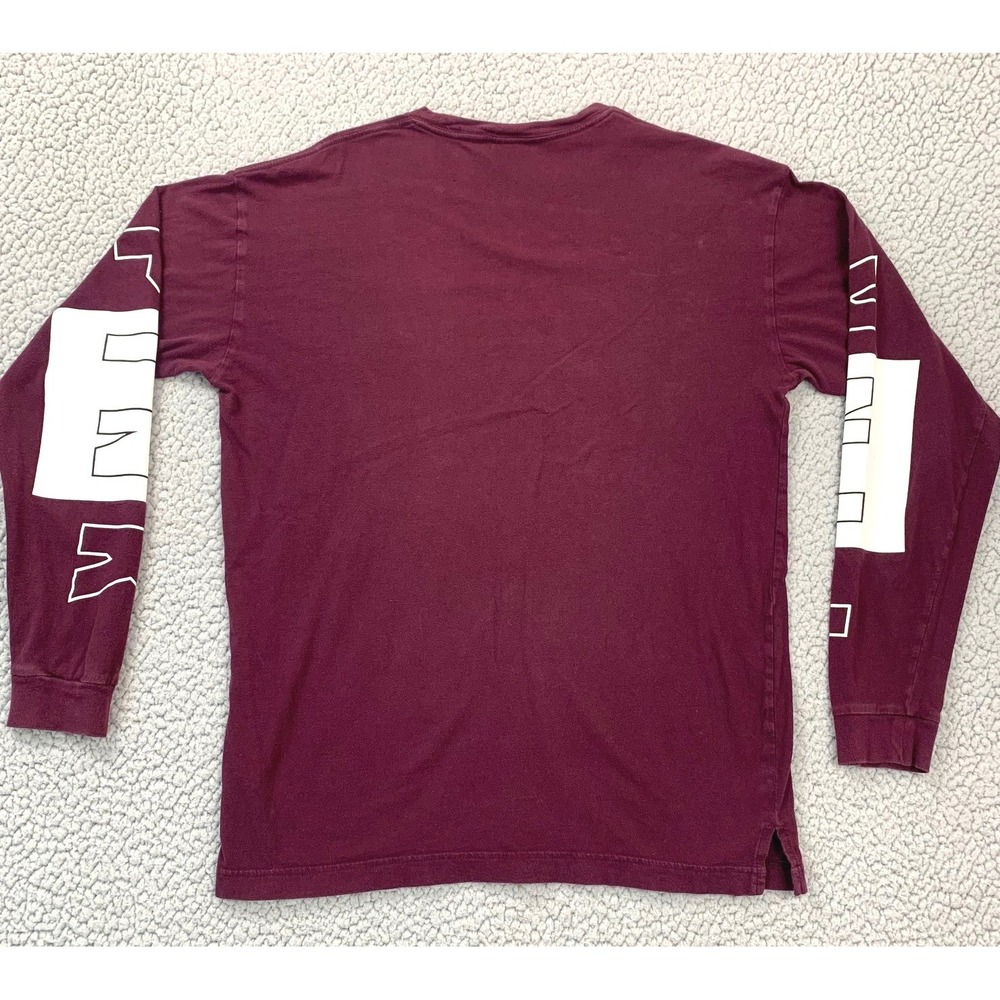 PINK Victoria's Secret T-Shirt Womens Small Maroon Long Sleeve Pocket Graphic - Picture 4 of 9